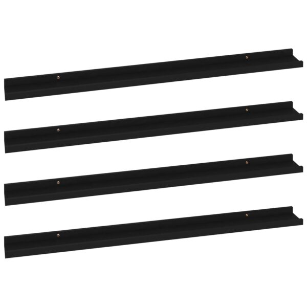 vidaXL Wall Shelves 4 pcs Black 39.4"x3.5"x1.2" - Image 2