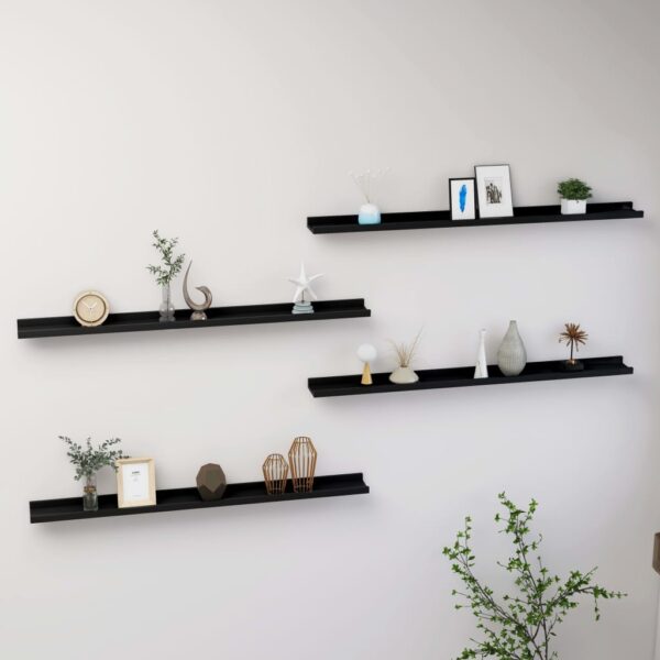 vidaXL Wall Shelves 4 pcs Black 39.4"x3.5"x1.2"