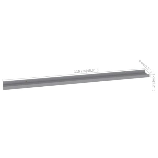 vidaXL Wall Shelves 2 pcs Gray 45.3"x3.5"x1.2" - Image 9