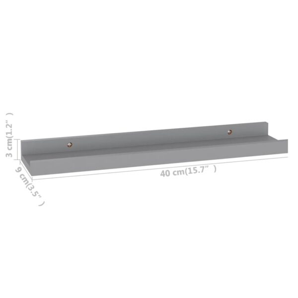 vidaXL Wall Shelves 4 pcs Gray 15.7"x3.5"x1.2" - Image 9