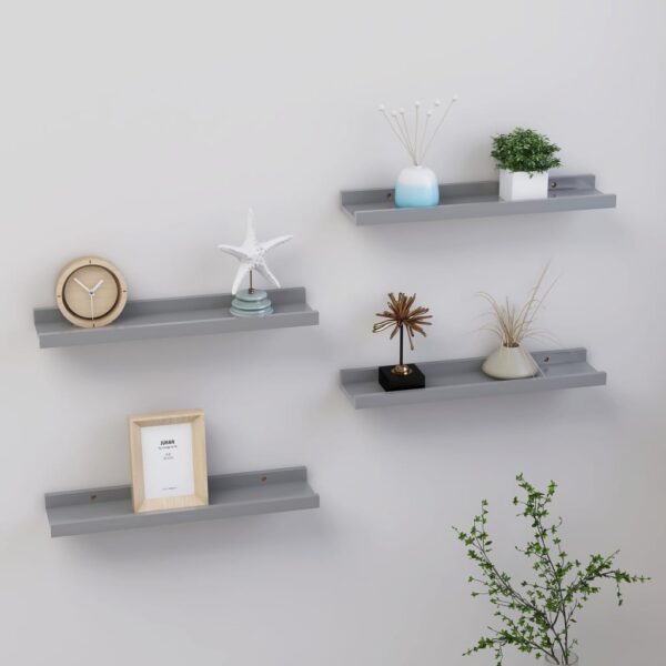 vidaXL Wall Shelves 4 pcs Gray 15.7"x3.5"x1.2"