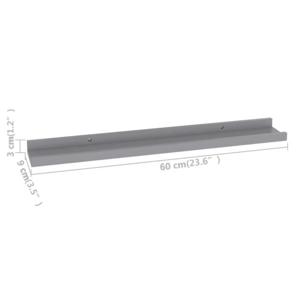 vidaXL Wall Shelves 4 pcs Gray 23.6"x3.5"x1.2" - Image 9