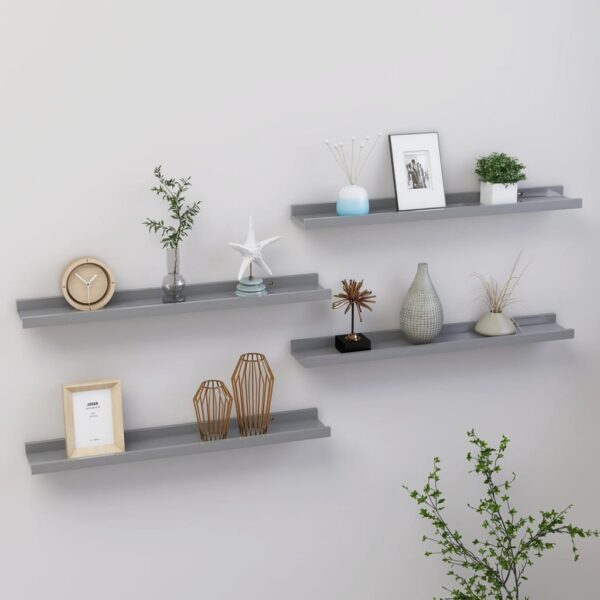 vidaXL Wall Shelves 4 pcs Gray 23.6"x3.5"x1.2"