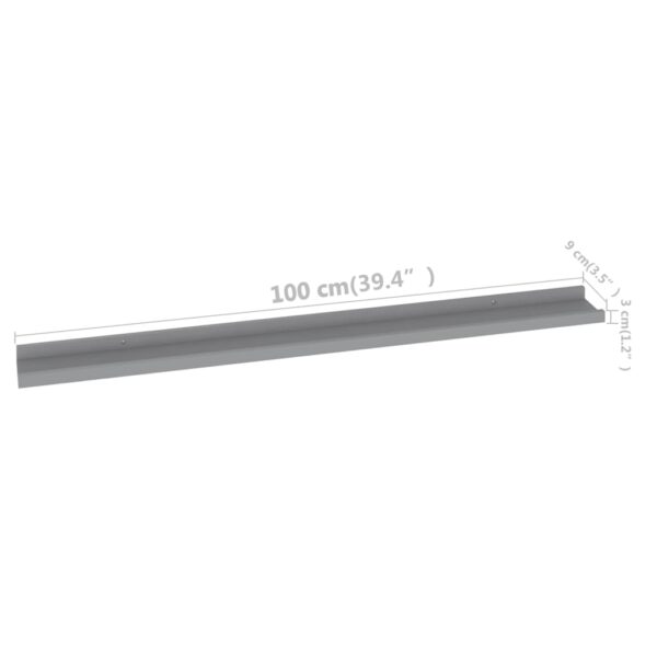 vidaXL Wall Shelves 4 pcs Gray 39.4"x3.5"x1.2" - Image 9