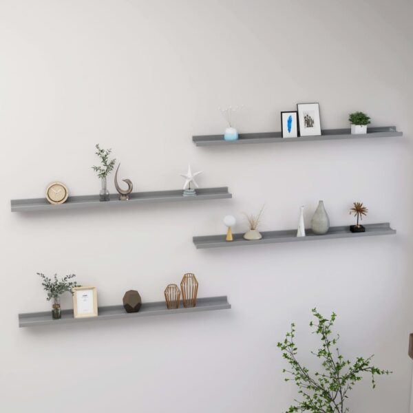 vidaXL Wall Shelves 4 pcs Gray 39.4"x3.5"x1.2"