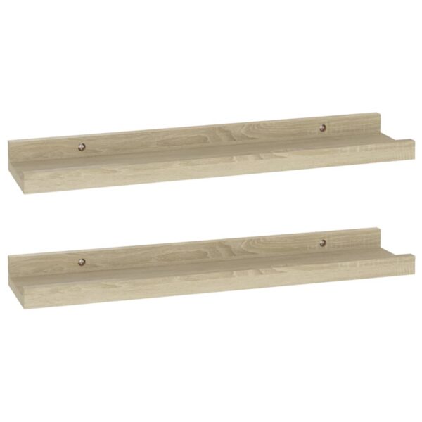 vidaXL Wall Shelves 2 pcs Sonoma Oak 15.7"x3.5"x1.2" - Image 2