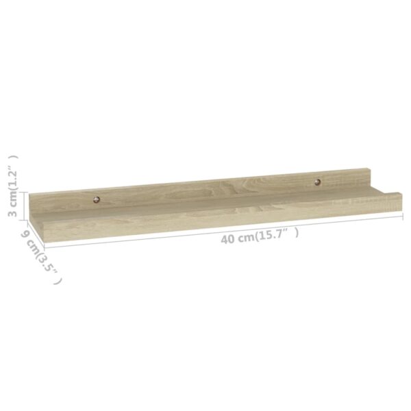 vidaXL Wall Shelves 2 pcs Sonoma Oak 15.7"x3.5"x1.2" - Image 9