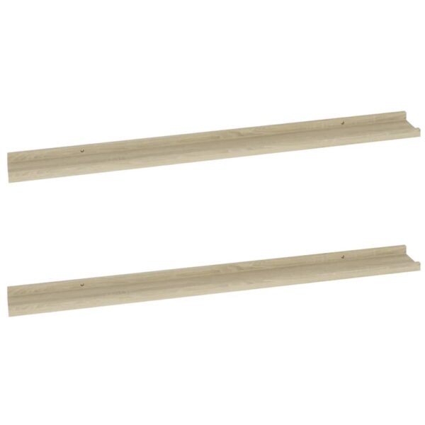 vidaXL Wall Shelves 2 pcs Sonoma Oak 39.4"x3.5"x1.2" - Image 2