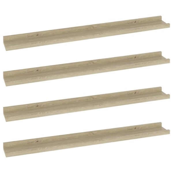 vidaXL Wall Shelves 4 pcs Sonoma Oak 31.5"x3.5"x1.2" - Image 2