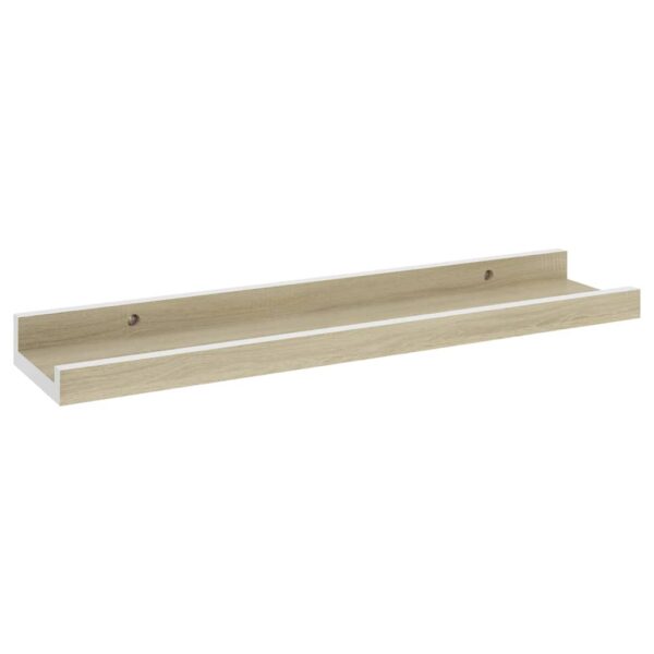 vidaXL Wall Shelves 2 pcs White and Sonoma Oak 15.7"x3.5"x1.2" - Image 4