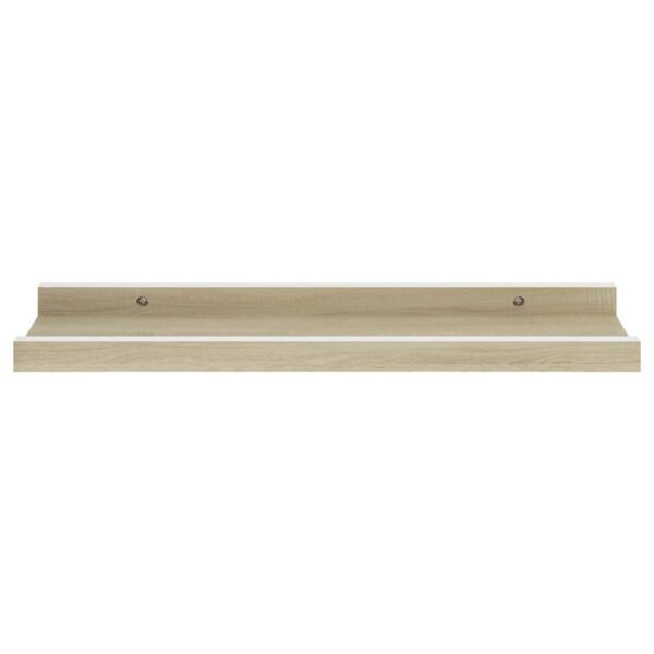 vidaXL Wall Shelves 2 pcs White and Sonoma Oak 15.7"x3.5"x1.2" - Image 5