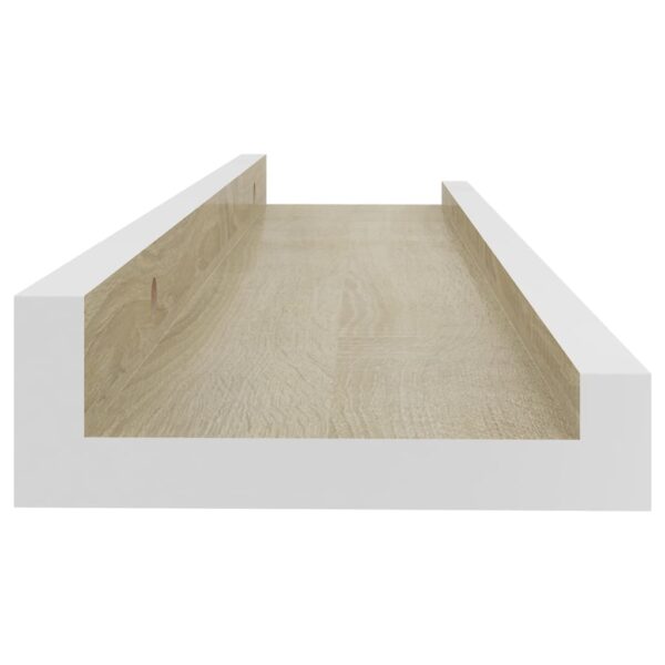 vidaXL Wall Shelves 2 pcs White and Sonoma Oak 15.7"x3.5"x1.2" - Image 6