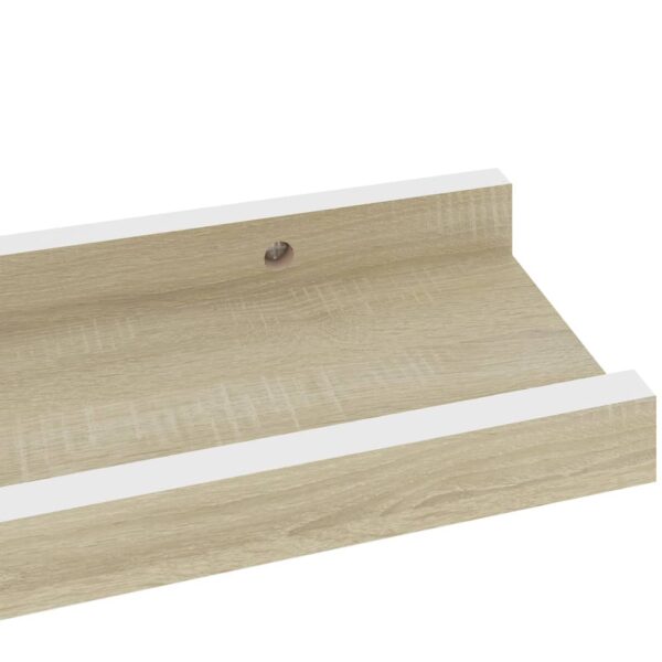 vidaXL Wall Shelves 2 pcs White and Sonoma Oak 15.7"x3.5"x1.2" - Image 7