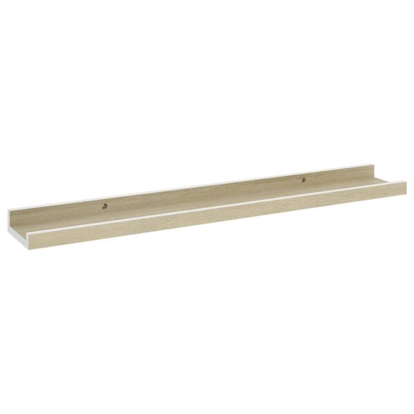 vidaXL Wall Shelves 2 pcs White and Sonoma Oak 23.6"x3.5"x1.2" - Image 4