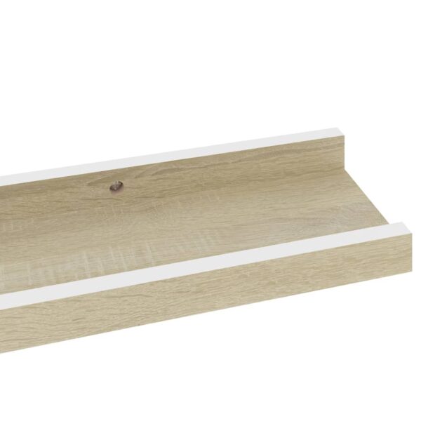 vidaXL Wall Shelves 2 pcs White and Sonoma Oak 23.6"x3.5"x1.2" - Image 7