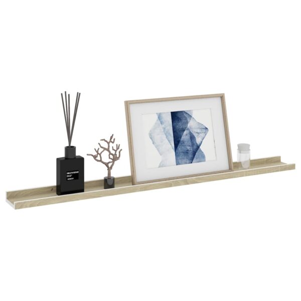 vidaXL Wall Shelves 2 pcs White and Sonoma Oak 39.4"x3.5"x1.2" - Image 3