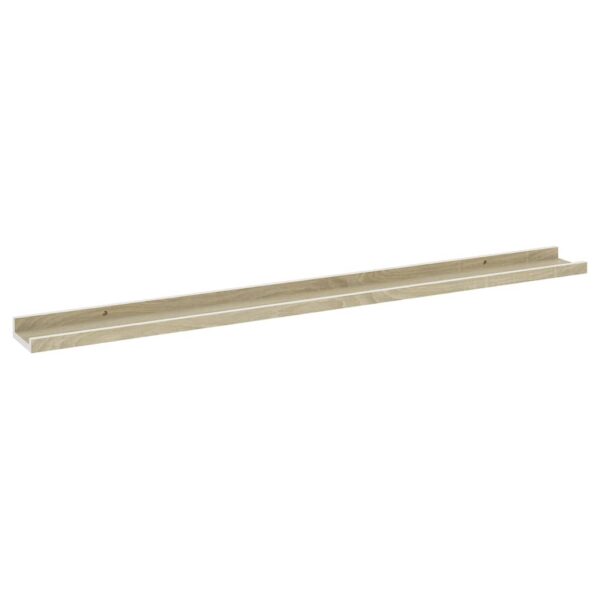 vidaXL Wall Shelves 2 pcs White and Sonoma Oak 39.4"x3.5"x1.2" - Image 4