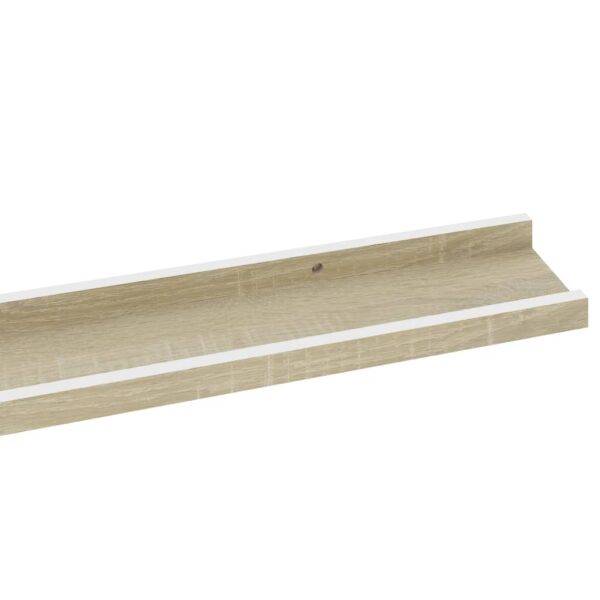 vidaXL Wall Shelves 2 pcs White and Sonoma Oak 39.4"x3.5"x1.2" - Image 7