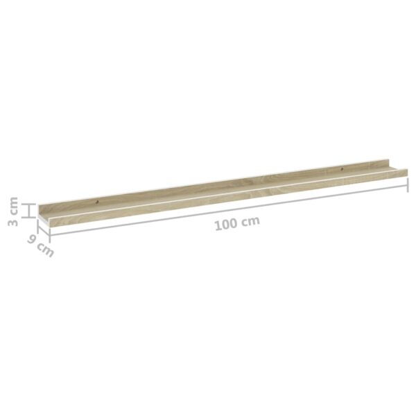 vidaXL Wall Shelves 2 pcs White and Sonoma Oak 39.4"x3.5"x1.2" - Image 9