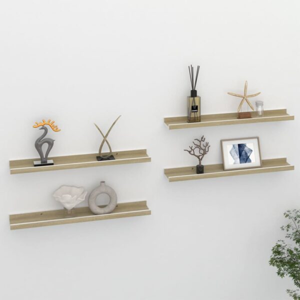 vidaXL Wall Shelves 4 pcs White and Sonoma Oak 23.6"x3.5"x1.2"