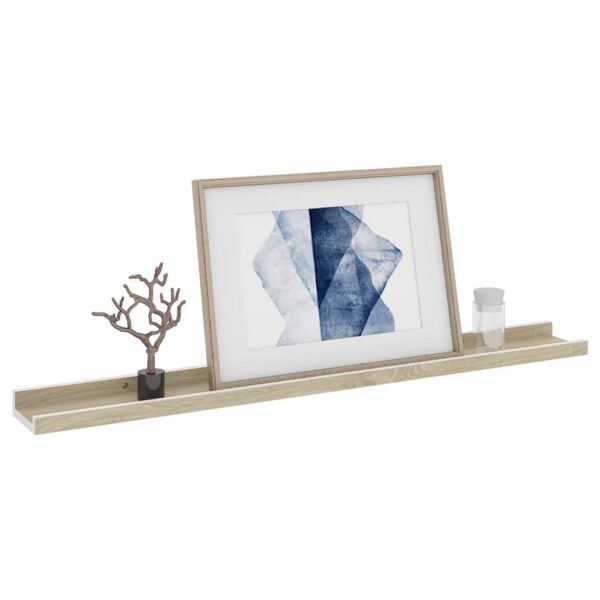 vidaXL Wall Shelves 4 pcs White and Sonoma Oak 31.5"x3.5"x1.2" - Image 3