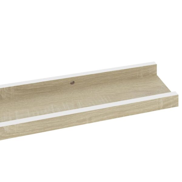 vidaXL Wall Shelves 4 pcs White and Sonoma Oak 31.5"x3.5"x1.2" - Image 7