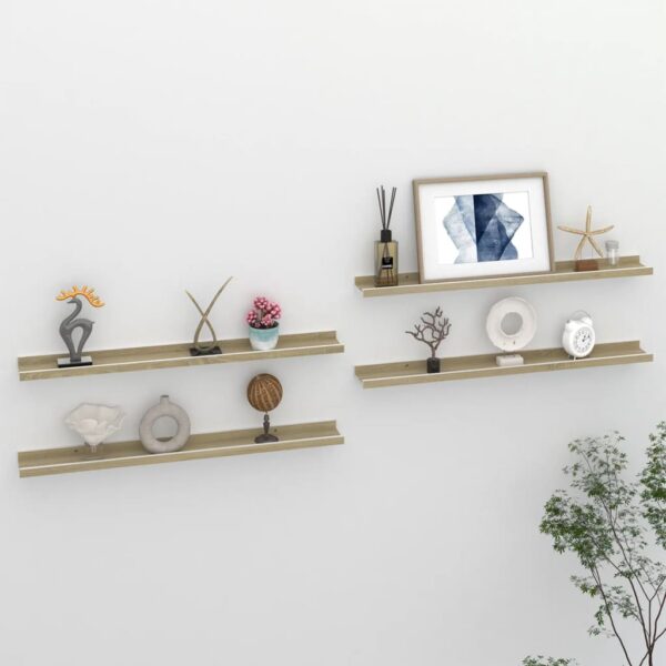 vidaXL Wall Shelves 4 pcs White and Sonoma Oak 31.5"x3.5"x1.2"