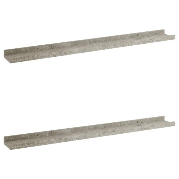 vidaXL Wall Shelves 2 pcs Concrete Gray 31.5"x3.5"x1.2" - Image 2