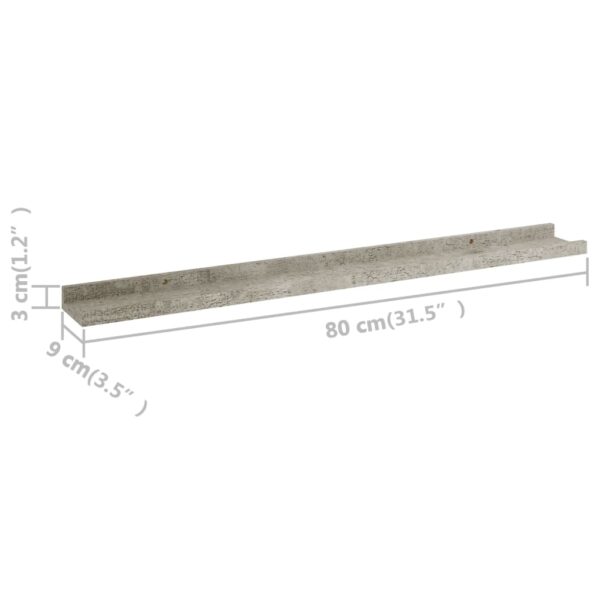 vidaXL Wall Shelves 2 pcs Concrete Gray 31.5"x3.5"x1.2" - Image 8