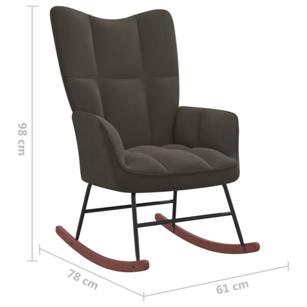 vidaXL Rocking Chair Dark Gray Velvet - Image 7