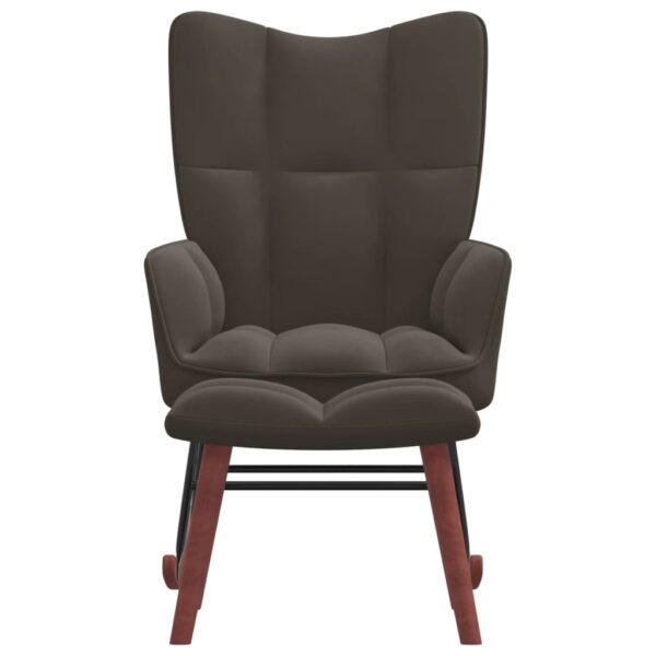 vidaXL Rocking Chair with Ottoman Dark Gray Velvet - Image 2