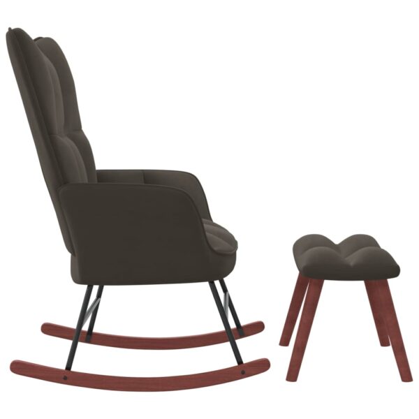 vidaXL Rocking Chair with Ottoman Dark Gray Velvet - Image 3