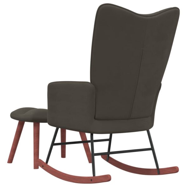 vidaXL Rocking Chair with Ottoman Dark Gray Velvet - Image 4