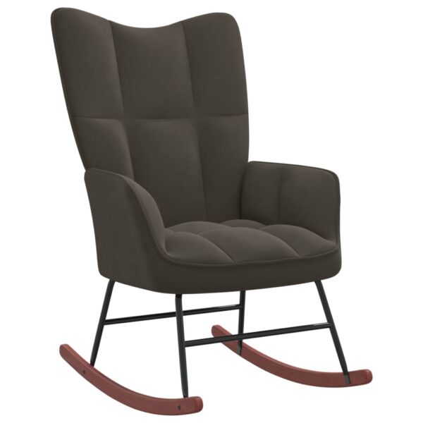 vidaXL Rocking Chair with Ottoman Dark Gray Velvet - Image 5