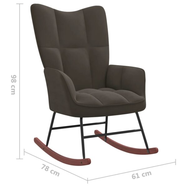 vidaXL Rocking Chair with Ottoman Dark Gray Velvet - Image 10