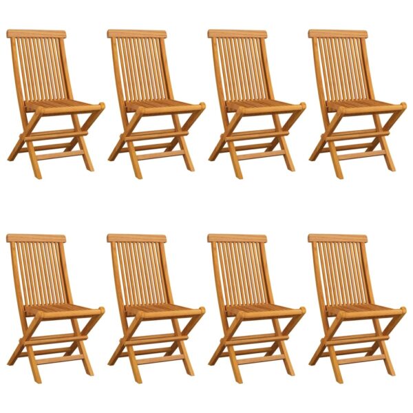 vidaXL Patio Chairs with Cream White Cushions 8 pcs Solid Teak Wood - Image 2