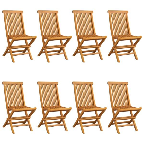 vidaXL Patio Chairs with Black Cushions 8 pcs Solid Teak Wood - Image 2