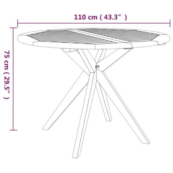 vidaXL Patio Table 43.3"x43.3"x29.5" Solid Wood Acacia - Image 5