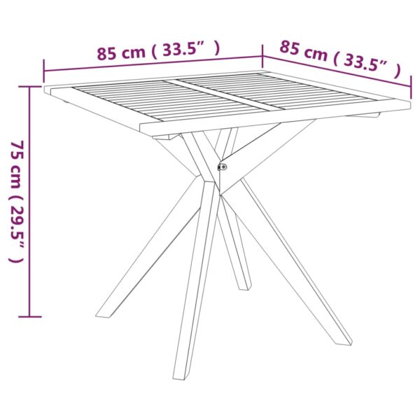 vidaXL Patio Table 33.5"x33.5"x29.5" Solid Wood Acacia - Image 5