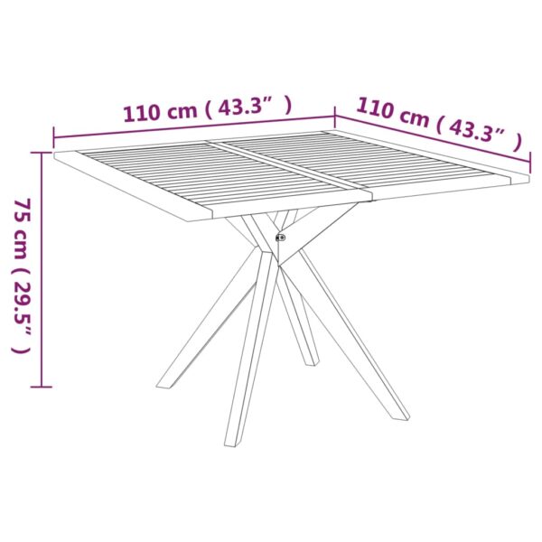 vidaXL Patio Table 43.3"x43.3"x29.5" Solid Wood Acacia - Image 5