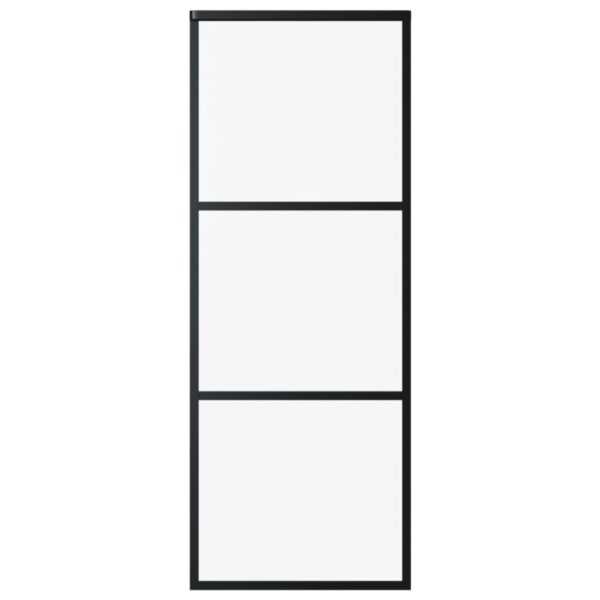 vidaXL Sliding Door ESG Glass and Aluminum 29.9"x80.7" Black - Image 2