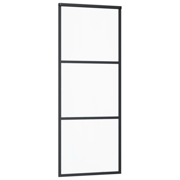 vidaXL Sliding Door ESG Glass and Aluminum 29.9"x80.7" Black - Image 3