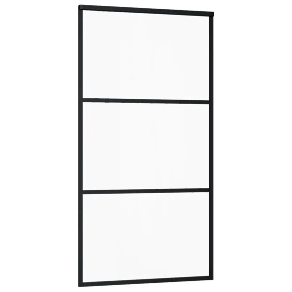 vidaXL Sliding Door ESG Glass and Aluminum 40.2"x80.7" Black - Image 3