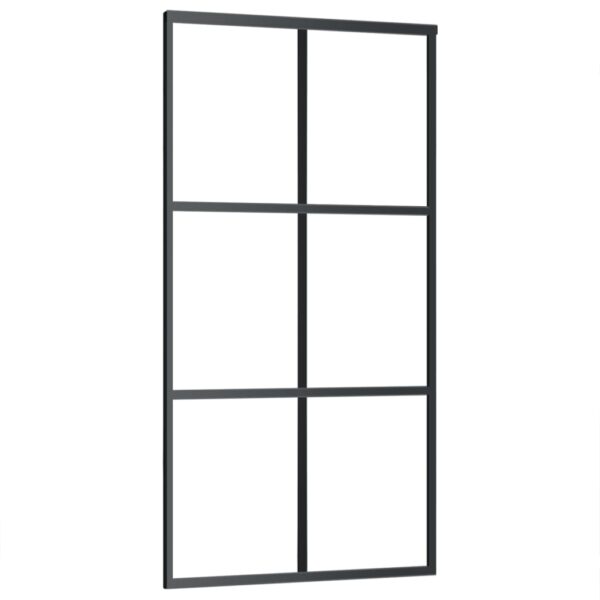 vidaXL Sliding Door ESG Glass and Aluminum 40.2"x80.7" Black - Image 2