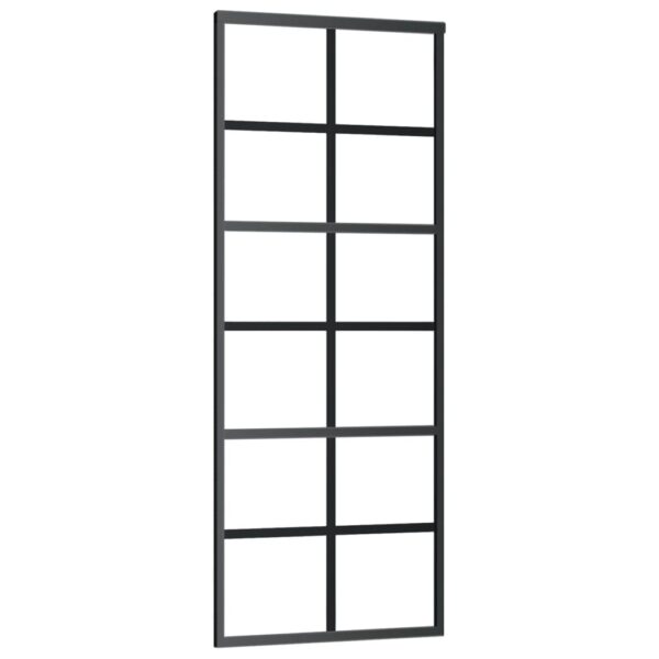 vidaXL Sliding Door ESG Glass and Aluminum 29.9"x80.7" Black - Image 2