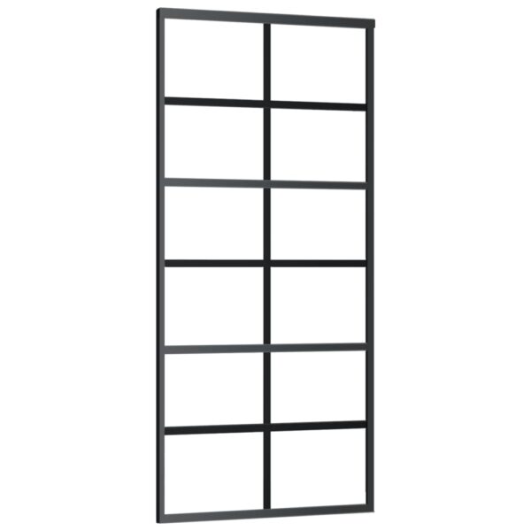 vidaXL Sliding Door ESG Glass and Aluminum 35.4"x80.7" Black - Image 2