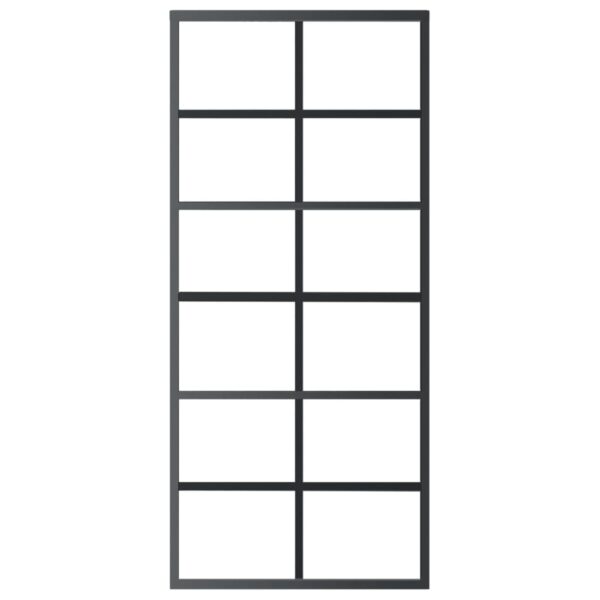 vidaXL Sliding Door ESG Glass and Aluminum 35.4"x80.7" Black - Image 3