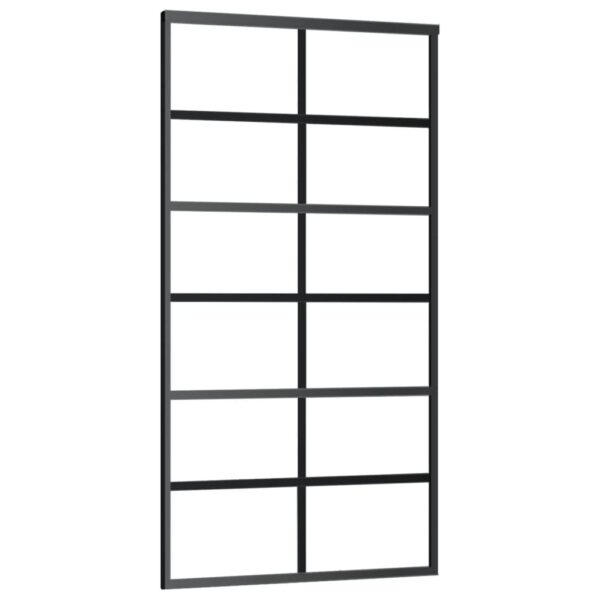 vidaXL Sliding Door ESG Glass and Aluminum 40.2"x80.7" Black - Image 2