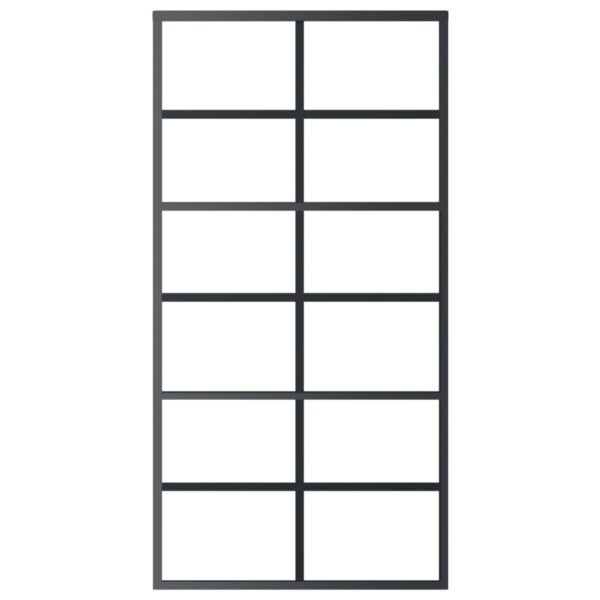 vidaXL Sliding Door ESG Glass and Aluminum 40.2"x80.7" Black - Image 3