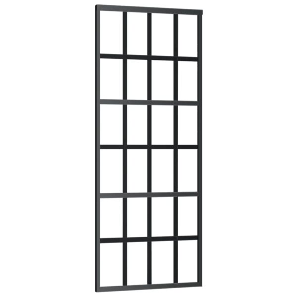 vidaXL Sliding Door ESG Glass and Aluminum 29.9"x80.7" Black - Image 2